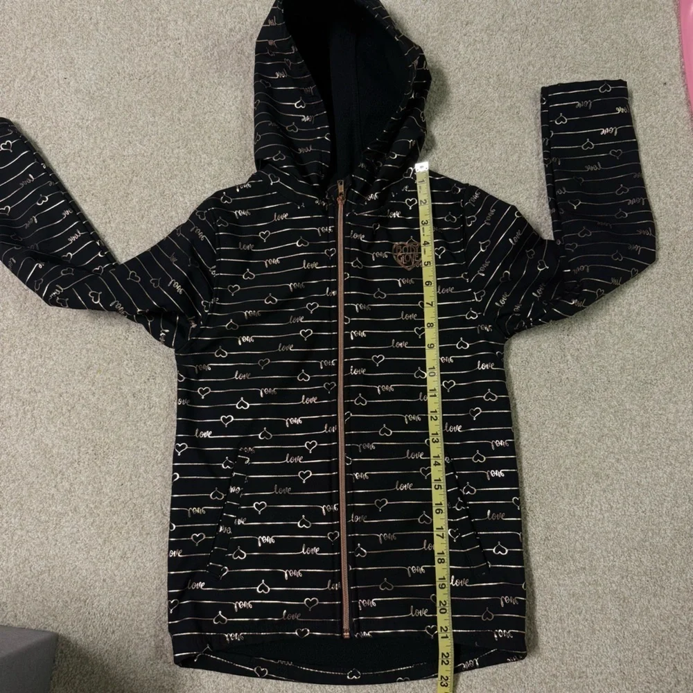 Body‎ Globe Kids Girls Allover Print Softshell Jacket Black Size 10-12 Outerwear